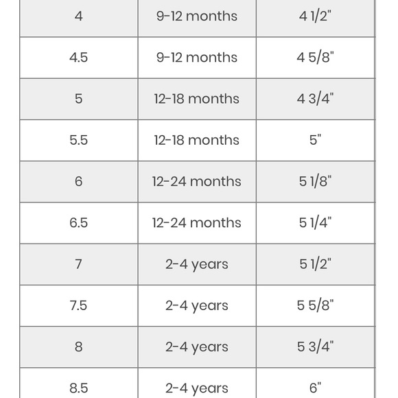 Carter Shoes Size Chart